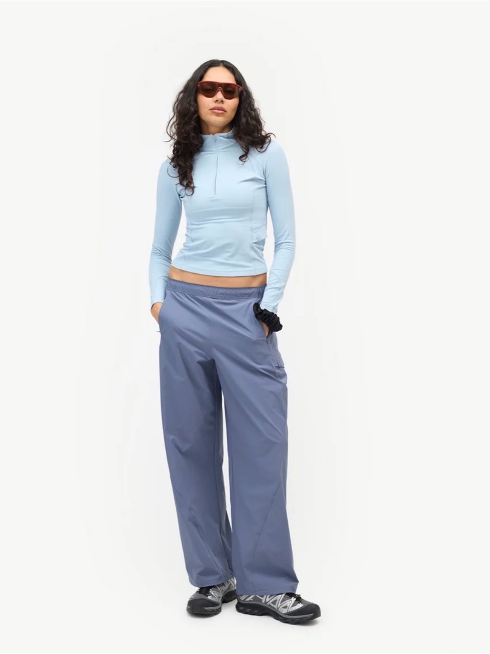 Halfdays Light Blue Long-Sleeve Ribbed Mock Neck - Julie 1/4 Zip